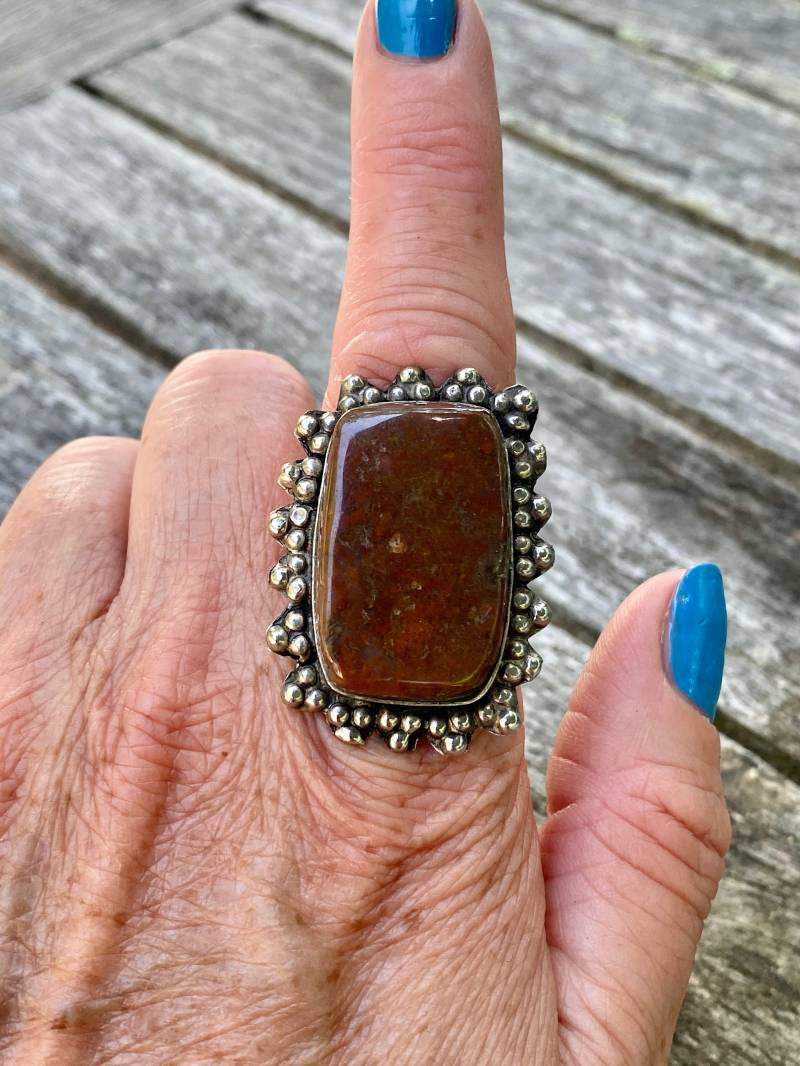 Vintage Sterling Silber Miriam Jaspis Edelstein Ring Vintage Sterling Silber Miriam Jaspis Edelstein Ring von HattieMaudeVintage