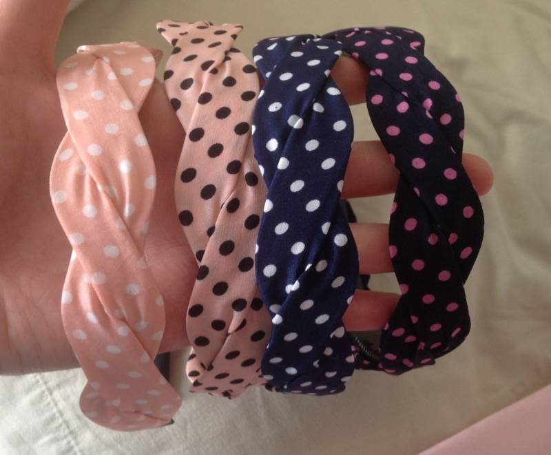 40% Sale - Geflochtene Stoff-Stirnbänder Polka Dot-Stirnbänder Streifen-Stirnbänder von Hattraction