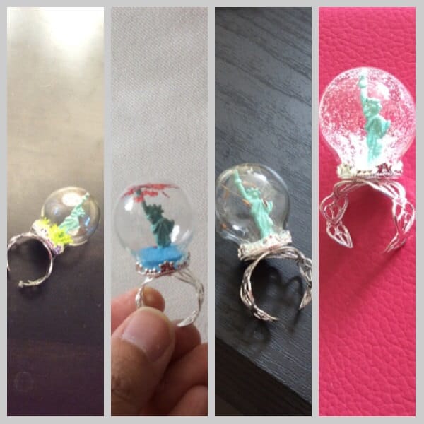 Vier Jahreszeiten Freiheitsstatue Glas Gefüllt Globe Ring - Verstellbar Und Passt Alle Nyc Big Apple Souvenir von Hattraction