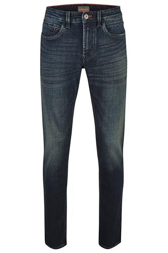 Hattric Herren Jeans Harris 5 Pocket Modern Fit dk Blue Brown Tint - 36/32 von Hattric