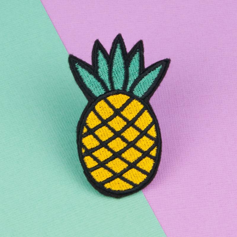 Ananas Aufnäher/Vegan Patch Applikation Anstecker Anstecknadel Gestickter Abzeichen // Hatty Hats von HattyHatsEmbroidery