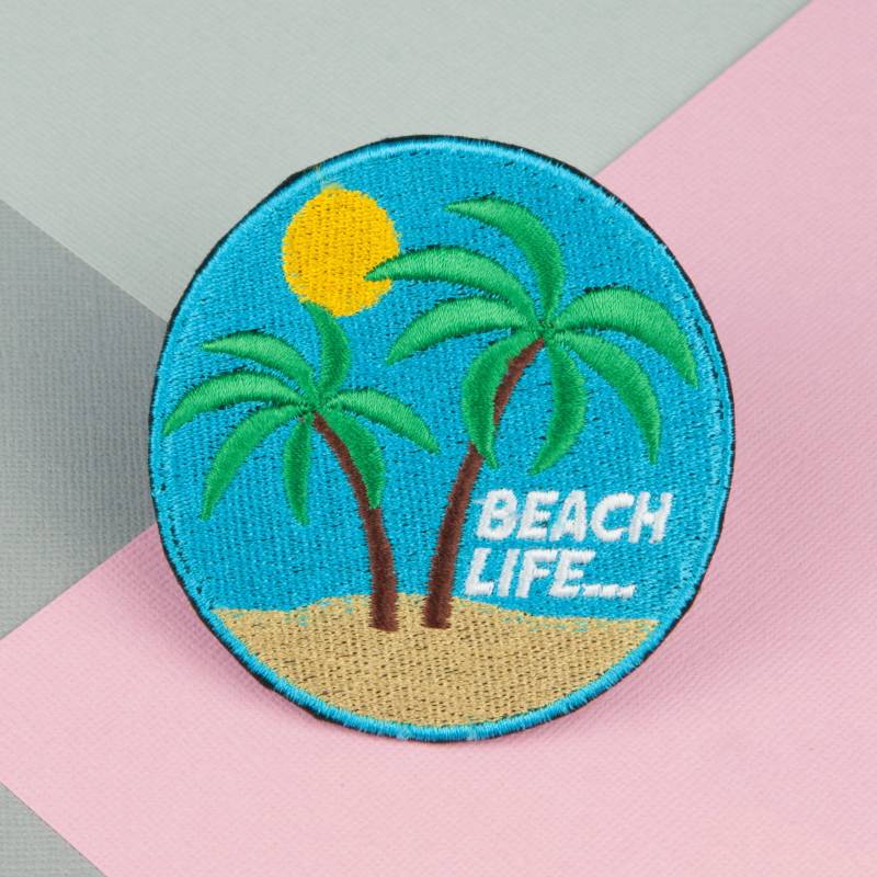 Beach Life Aufnäher/Aufbügler Patches Meer Stickerei Applikation Anstecker Anstecknadel Gestickter Rückseite // Hatty Hats von HattyHatsEmbroidery