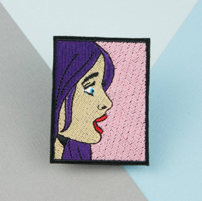 Schockiertes Mädchen Bügelbild/Feminismus Patches Girl Gang Stickerei Patch Emaille Pin Anstecknadel Gestickter Aufnäher Rückseite // Hatty Hats von HattyHatsEmbroidery
