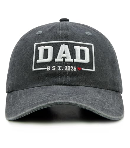 Herren Dad Est 2025 Hut Verstellbar Daddy Baseball Cap Geschenke für Vatertag Erstes Mal Papa, grau, Einheitsgröße Herren Dad Est 2025 Hut Verstellbar Daddy Baseball Cap Geschenke für Vatertag Erstes Mal Papa, grau, Einheitsgröße von Hatwell
