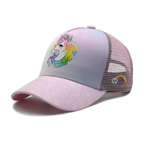 Kinder Einhorn Trucker Caps für Mädchen, Kleinkind Snapback Mesh Baseball Hut für Alter 2-8 von Hatwell