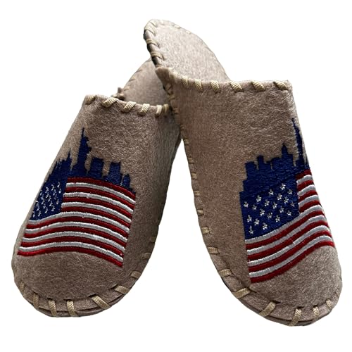 HatynkaUA Traditionelle Banya-Hausschuhe, Wolle, Spa-Hausschuhe mit amerikanischen Nationalsymbolen, rutschfest, geschlossene Zehen, Weiß, Universalgröße, 9-10 Damen/9-10 Herren, Sauna_Slippers_DS-003 HatynkaUA Traditionelle Banya-Hausschuhe, Wolle, Spa-Hausschuhe mit amerikanischen Nationalsymbolen, rutschfest, geschlossene Zehen, Weiß, Universalgröße, 9-10 Damen/9-10 Herren, Sauna_Slippers_DS-003 von HatynkaUA