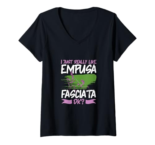 Damen Lieblingstier Haubenfangschrecke T-Shirt mit V-Ausschnitt Damen Lieblingstier Haubenfangschrecke T-Shirt mit V-Ausschnitt von Haubenfangschrecke Designs