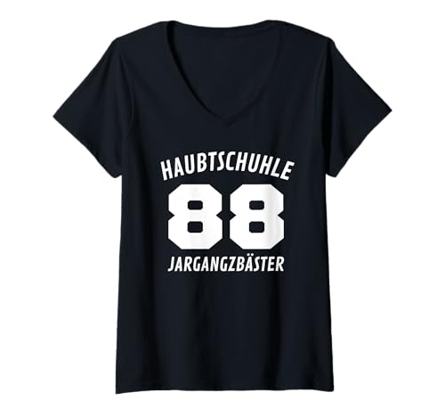 Damen 1988 Hauptschule Jahrgangsbester Humor Witzig Lustig T-Shirt mit V-Ausschnitt Damen 1988 Hauptschule Jahrgangsbester Humor Witzig Lustig T-Shirt mit V-Ausschnitt von Haubtschuhle Jargangzbäster