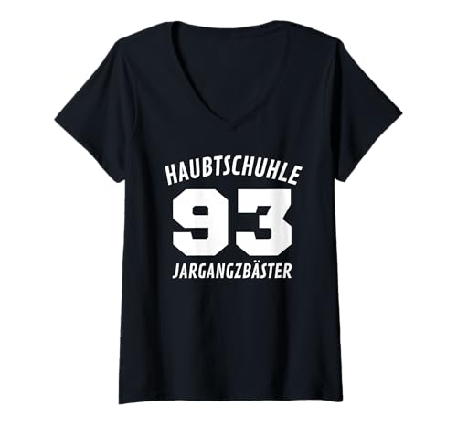 Damen 1993 Hauptschule Jahrgangsbester Humor Witzig Lustig T-Shirt mit V-Ausschnitt Damen 1993 Hauptschule Jahrgangsbester Humor Witzig Lustig T-Shirt mit V-Ausschnitt von Haubtschuhle Jargangzbäster