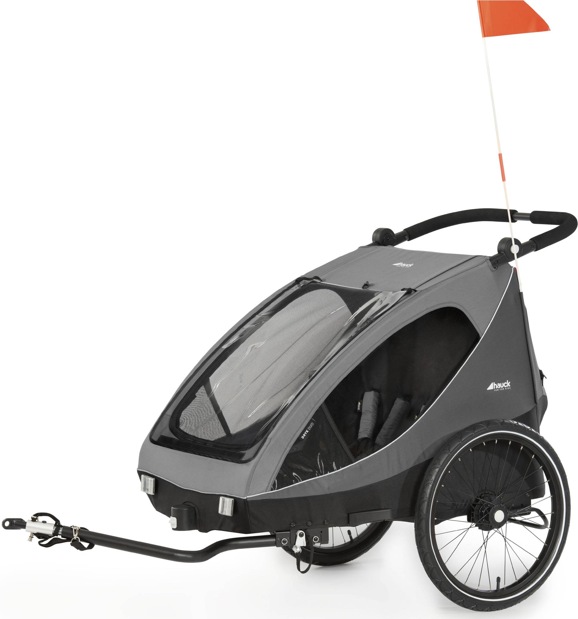 Hauck Fahrradkinderanhänger "2in1 Bike Trailer und Buggy Dryk Duo, grau" für 2 Kinder; inklusive Deichsel von Hauck