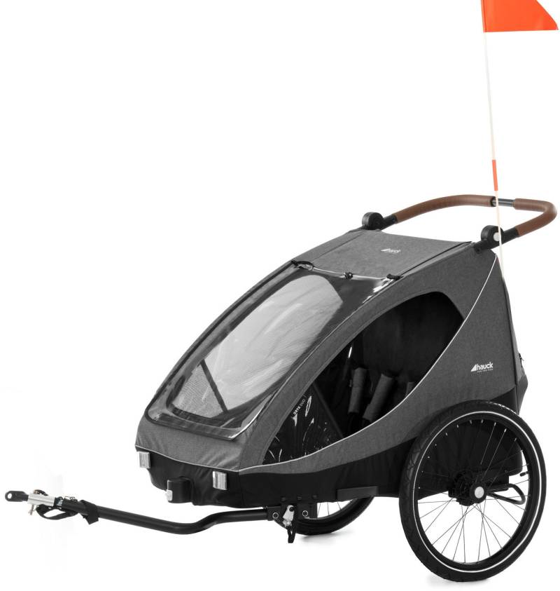 Hauck Fahrradkinderanhänger "2in1 Bike Trailer und Buggy Dryk Duo, melange grey" für 2 Kinder; inklusive Deichsel von Hauck