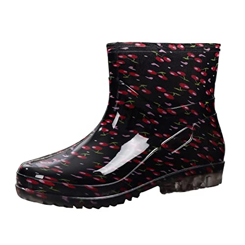Hauetro Damen Gartenschuhe Anti-Rutsch Regenstiefel Gummistiefeletten wasserdichte Schuhe Garten Gummistiefel Regenschuhe Wasserdicht Anglerstiefel Reitstiefel Damen Gummistiefel Halbhoch von Hauetro