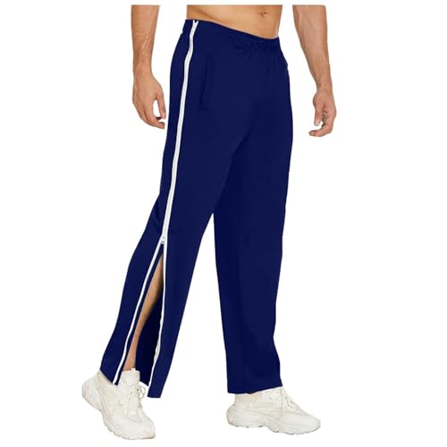 Hauetro Jogginghose Damen Lang Jogginghose Damen und Herren Reha Hose mit Durchgehendem Reissverschluss & Seitlicher Knopfleiste Jogginghose Seitlich zu öffne von Hauetro