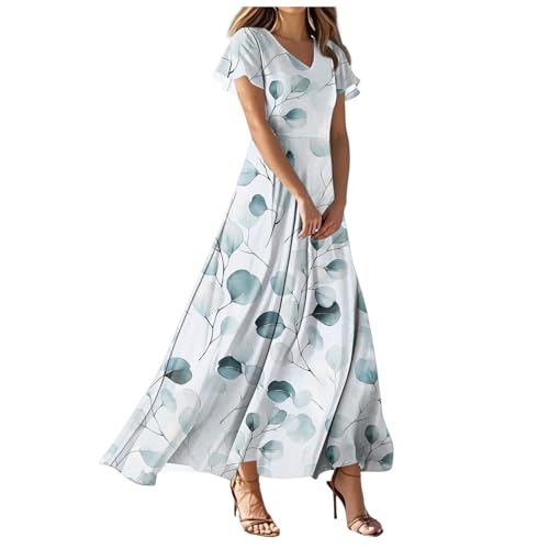 Hauetro Sommerkleid Damen elegant Blumendruck Kurzarm V Ausschnitt Strandkleider Linie für Frauen Mädchen Boho Beach Maxi Holidy Midikleid Freizeitkleid Hauetro Sommerkleid Damen elegant Blumendruck Kurzarm V Ausschnitt Strandkleider Linie für Frauen Mädchen Boho Beach Maxi Holidy Midikleid Freizeitkleid von Hauetro