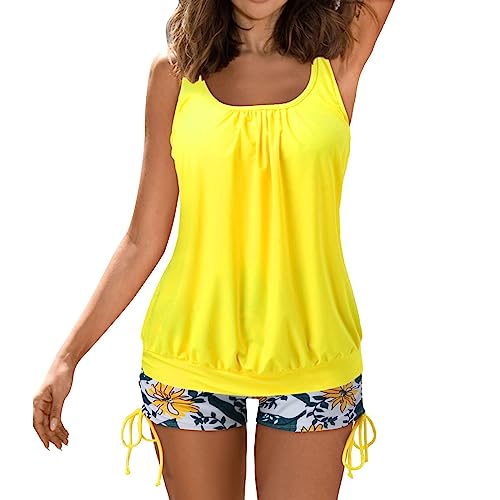 Hauetro Warehouse Deal Tankini Damen Bauchweg Zweiteilig Badeanzug Große Größen High Waist Tankini Set Oberteil mit Badeshorts Elegant Sommer Badeanzüge Strand Schwimmanzug von Hauetro