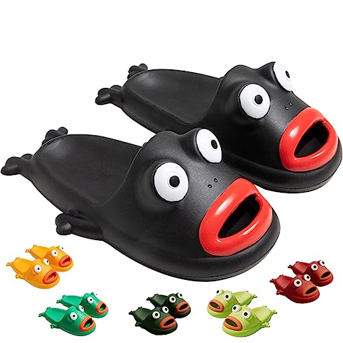 Hauioe Frosch Flip Flops Paar Strand Hausschuhe Badeschuhe rutschfeste Fisch Slipper Sommer Lustige Slides, Schwarz, 9.5-10.5 Women/8-8.5 Men Hauioe Frosch Flip Flops Paar Strand Hausschuhe Badeschuhe rutschfeste Fisch Slipper Sommer Lustige Slides, Schwarz, 9.5-10.5 Women/8-8.5 Men von Hauioe