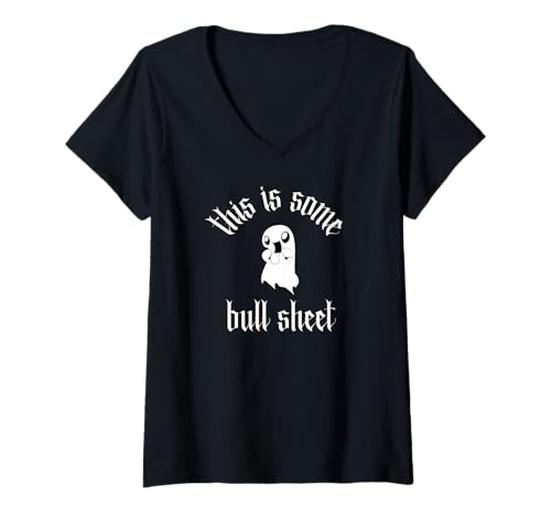 Damen Das ist EIN Halloween-Gespenst von Bull Sheet T-Shirt mit V-Ausschnitt Damen Das ist EIN Halloween-Gespenst von Bull Sheet T-Shirt mit V-Ausschnitt von Haunted Designs