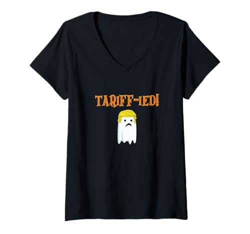 Damen Lustige Trump-Tarife - Tariffied! T-Shirt mit V-Ausschnitt Damen Lustige Trump-Tarife - Tariffied! T-Shirt mit V-Ausschnitt von Haunted Halloween T-Shop