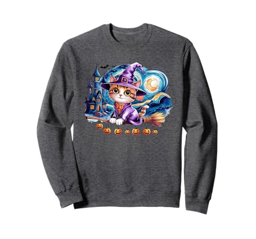 Niedliche Halloween-Katze, Hexe, gruseliger Geist, Trick-Leckerli, Kinder, Mutter Sweatshirt von Haunted House Monster Vampire & Zombie Costumes