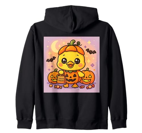 Kawaii Halloween Ente im Kürbis Kostüm Trick or Treat Kinder Kapuzenjacke von Haunted Humor Halloween Duck Costume Tees