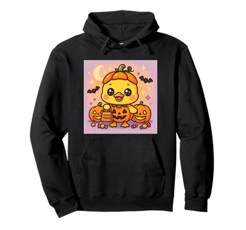 Kawaii Halloween Ente im Kürbis Kostüm Trick or Treat Kinder Pullover Hoodie von Haunted Humor Halloween Duck Costume Tees