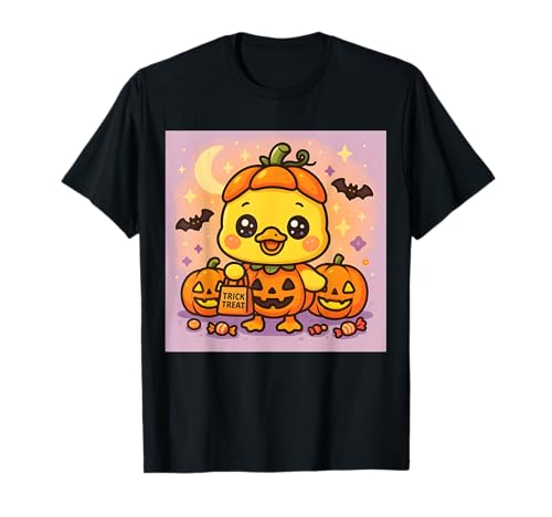Kawaii Halloween Ente im Kürbis Kostüm Trick or Treat Kinder T-Shirt von Haunted Humor Halloween Duck Costume Tees