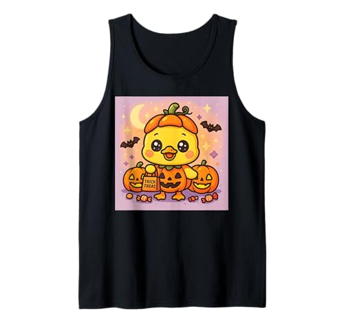 Kawaii Halloween Ente im Kürbis Kostüm Trick or Treat Kinder Tank Top von Haunted Humor Halloween Duck Costume Tees