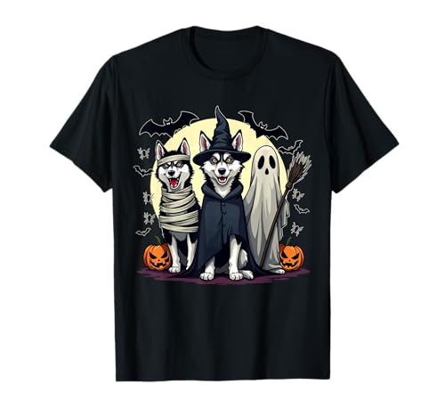 Husky Halloween Kostüm Mama Hexe Geist Hundeliebhaber T-Shirt von Haunted Husky Mummy Witch Ghost Halloween
