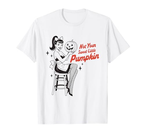 Nicht Dein süßer Kleiner Kürbis, Retro-Pin-Up-Girl, Halloween T-Shirt Nicht Dein süßer Kleiner Kürbis, Retro-Pin-Up-Girl, Halloween T-Shirt von Haunted Pinup Retro Horror Witchy Apparel Co