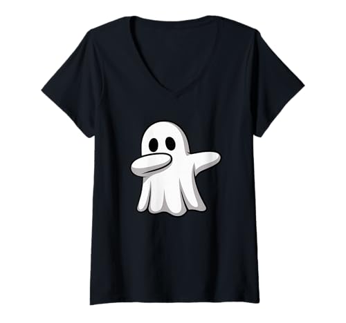 Damen Halloween Geist Dabbing Gruselig T-Shirt mit V-Ausschnitt Damen Halloween Geist Dabbing Gruselig T-Shirt mit V-Ausschnitt von Haunted Spooky Halloween Gifts