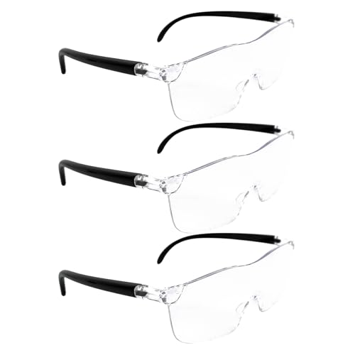 3 Stück Lupenbrille 300% ​​Vergrößerungsbrille​​, ​​Leselupe mit PC-Material, Magnifying Glasses Anti- Blaulicht, Lupenbrille für Brillenträger Brillenlupe​​, für Senioren Lesen , Nähen, Handarbeiten von Hauojaus