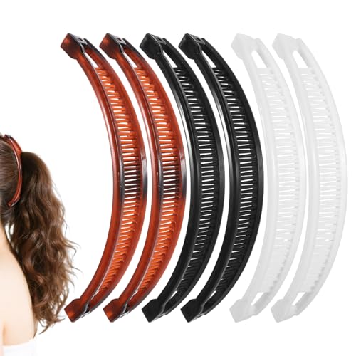 6 Stück Banana Clip​​ Set, ​​Bananenspange Haare​​ Damen, ​​Groß Banana Hair Clip​​ 15cm/5.9inch x 2cm/0.79inch, Clip für Dünnes Haar​​ mit Haaraccessoire für Alltag und Fest von Hauojaus