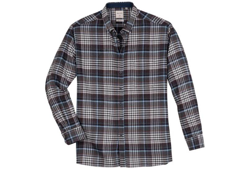 Haupt Flanellhemd Haupt XXL Langarmhemd Feinflanell Karo grau-braun von Haupt