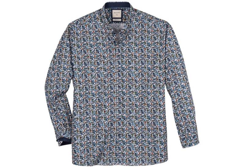 Haupt Langarmhemd Haupt Langarmhemd Übergröße blau-braun gemustert von Haupt