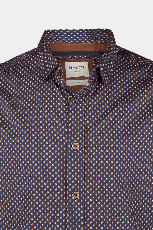 Haupt Langarmhemd Haupt Modern Fit Langarm Baumwoll-Herrenhemd Allover Print NAVY von Haupt