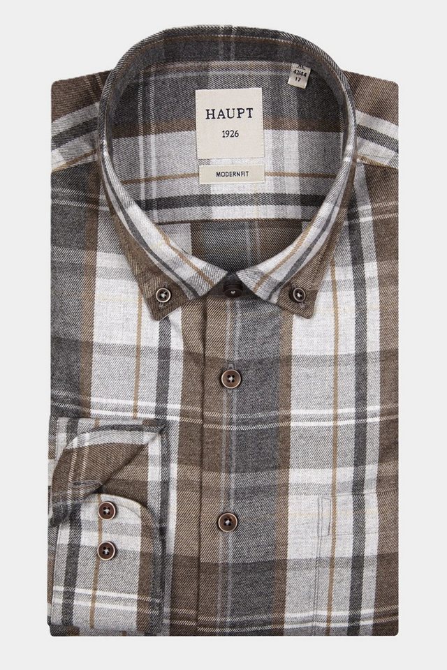 Haupt Langarmhemd Haupt Flanell Modern Fit Langarm Herrenhemd mit kariertem Muster in von Haupt