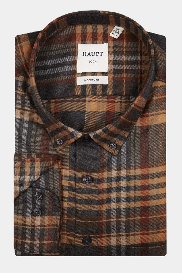 Haupt Langarmhemd Haupt Flanell Modern Fit Langarm Herrenhemd mit kariertem Muster in von Haupt