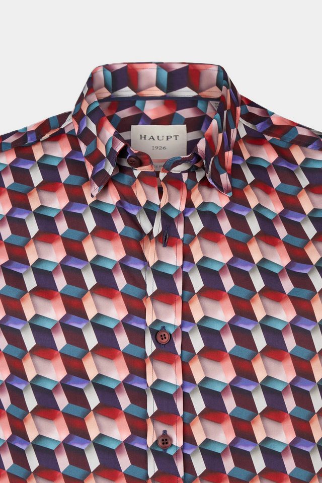 Haupt Langarmhemd Haupt Regular Fit geometrisches Muster Langarm Baumwoll-Herrenhemd von Haupt