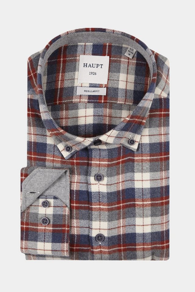 Haupt Langarmhemd Haupt Flanell Modern Fit Langarm Herrenhemd mit kariertem Muster von Haupt