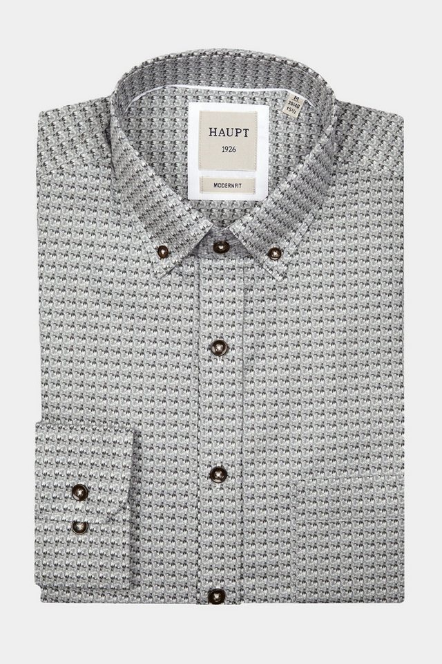 Haupt Langarmhemd Haupt Jersey Modern Fit Langarm Herrenhemd mit Allover abstraktem von Haupt
