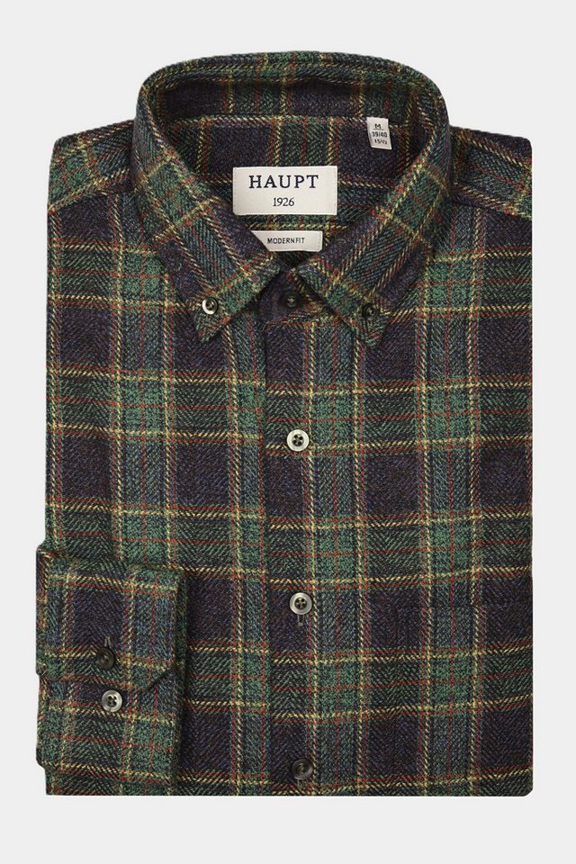 Haupt Langarmhemd Haupt Modern Fit Flanell Langarm Herrenhemd in True Green von Haupt
