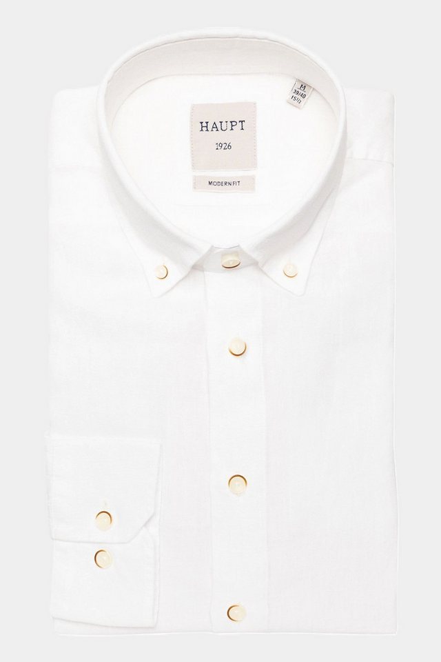 Haupt Langarmhemd Haupt Leichtes Langarm Leinenhemd im Modern-Fit - WHITE von Haupt