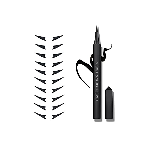 HAUS LABORATORIES By Lady Gaga: EYE ARMOR KIT | Flüssiger Eyeliner-Stift In Schwarz Und Wingtip-Sticker, Flexible Und Präzise Filzspitze Für Langhaltende Wing-Lidstriche | 2-Teiliges Set von Haus Laboratories