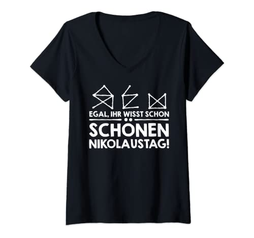 Damen Nikolaus Lustig Haus Vom Nikolaus Sankt Nikolaus Nikolaustag T-Shirt mit V-Ausschnitt von Haus Vom Nikolaus 6. Dezember Nikolaus Deko