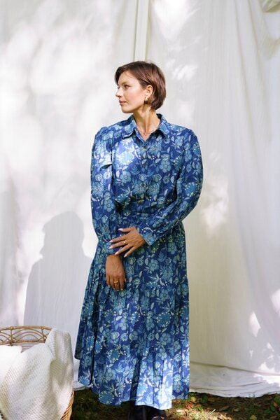 Haus of Namaste Blaues Unisex-Bluse aus 100 % Bio-Baumwolle mit Handblockdruck, fair & nachhaltig von Haus of Namaste