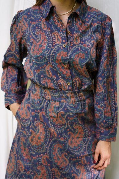 Haus of Namaste Paisley Bluse in Orange aus Bio-Baumwolle - Handblockdruck mit Vegan Farben von Haus of Namaste