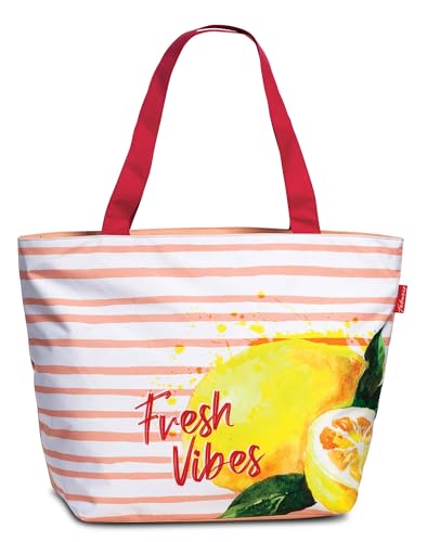 Haus und Deko Strandtasche Lachs Badetasche Shopper Schultertasche Reißverschluss Beach Bag von Haus und Deko