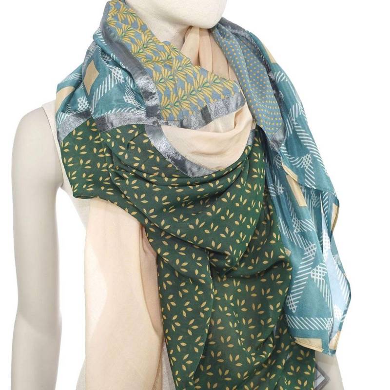 Großes Damentuch Schal Umschlagtuch 180x180 cm Seide + Baumwolle von HausNr22Shop
