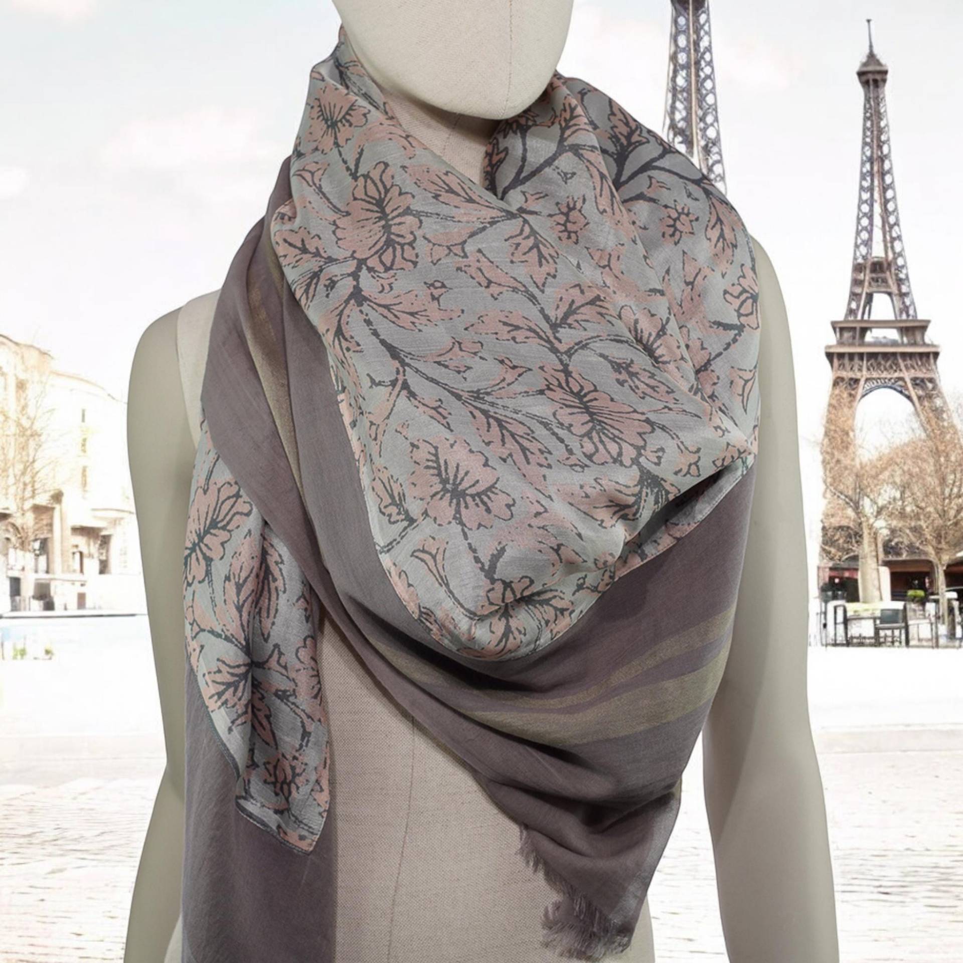 Großes Tuch Damen Umschlagtuch Mit Seide Blush Taupe 140x140 cm von HausNr22Shop