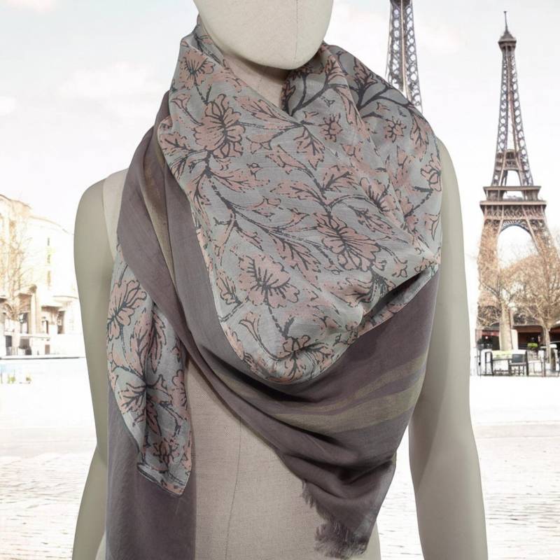 Großes Tuch Damen Umschlagtuch Mit Seide Blush Taupe 140x140 cm von HausNr22Shop